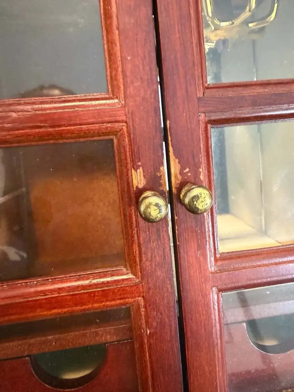 Vintage Mahogany Finish Wooden Tabletop Jewelry Armoire *see description